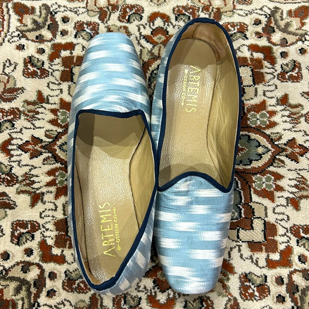 Artemis Design Co Grey Silk Ikat Loafers